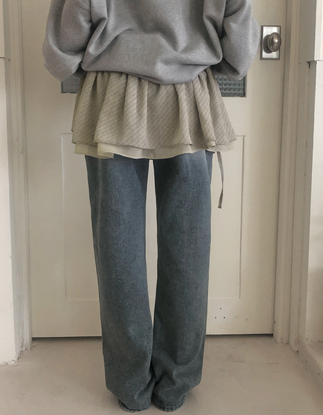 [SLOWAND] # SLOWMADE Layered Checkered/ Dot Skirt