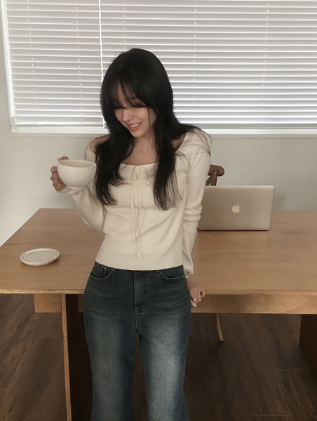 [SLOWAND] # SLOWMADE Ballerina Slim-Fit Ribbon Knitwear