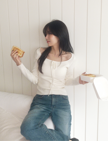 [SLOWAND] # SLOWMADE Ballerina Slim-Fit Ribbon Knitwear