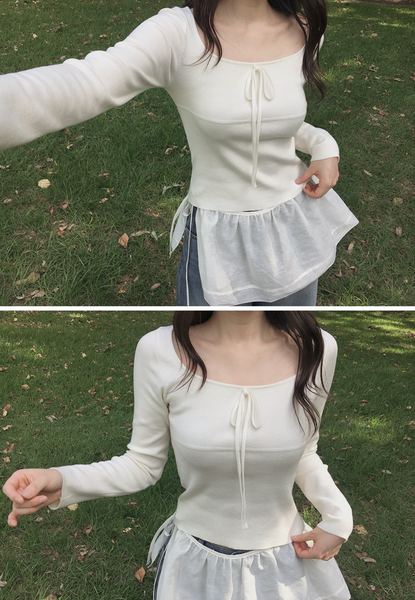 [SLOWAND] # SLOWMADE Ballerina Slim-Fit Ribbon Knitwear