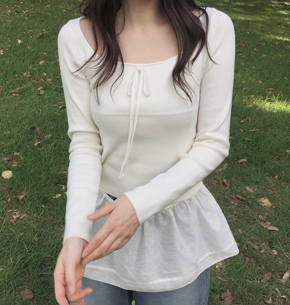 [SLOWAND] # SLOWMADE Ballerina Slim-Fit Ribbon Knitwear