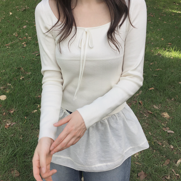 [SLOWAND] # SLOWMADE Ballerina Slim-Fit Ribbon Knitwear