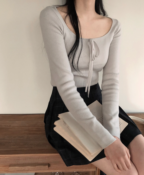 [SLOWAND] # SLOWMADE Ballerina Slim-Fit Ribbon Knitwear