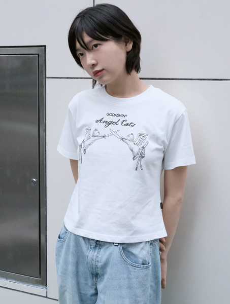 [GODASHIN] ANGEL CATS T-SHIRT (IVORY)