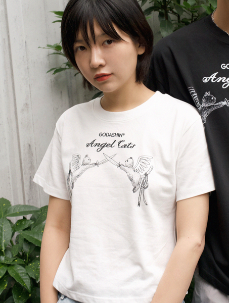 [GODASHIN] ANGEL CATS T-SHIRT (IVORY)