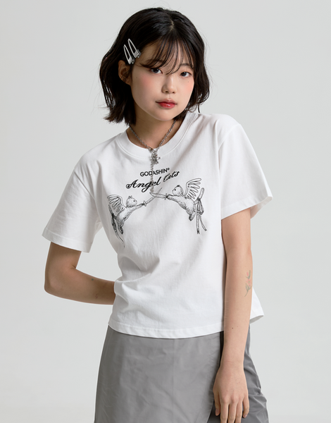[GODASHIN] ANGEL CATS T-SHIRT (IVORY)