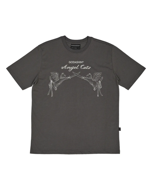 [GODASHIN] ANGEL CATS T-SHIRT (CHARCOAL)