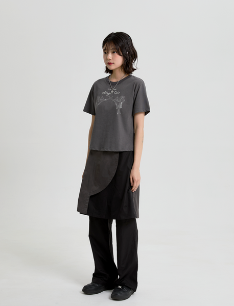 [GODASHIN] ANGEL CATS T-SHIRT (CHARCOAL)