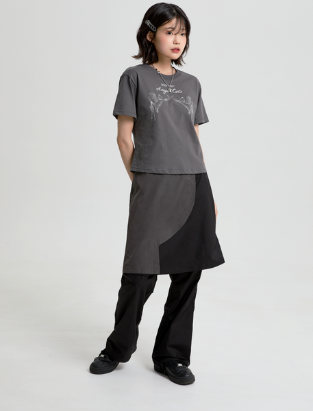[GODASHIN] ANGEL CATS T-SHIRT (CHARCOAL)