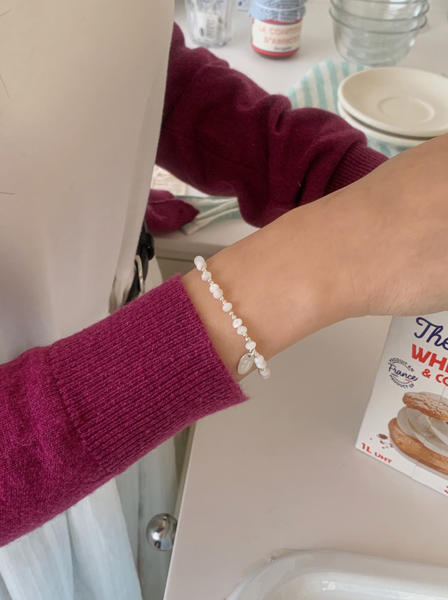 [SOYE PI-NE] Circle Pearl Silver Bracelet