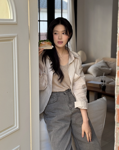 [SLOWAND] # SLOWMADE Pigment Oxford Denim Pants