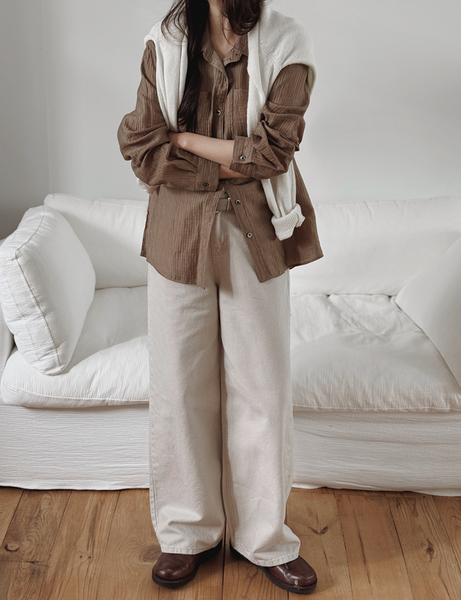 [SLOWAND] # SLOWMADE Pigment Oxford Denim Pants