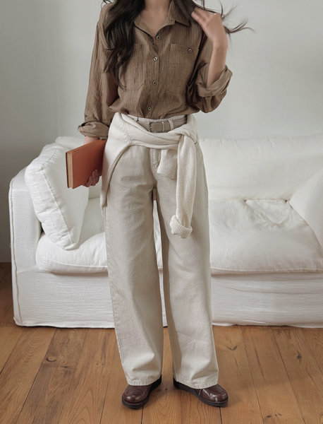 [SLOWAND] # SLOWMADE Pigment Oxford Denim Pants