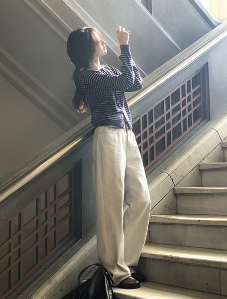 [SLOWAND] # SLOWMADE Pigment Oxford Denim Pants