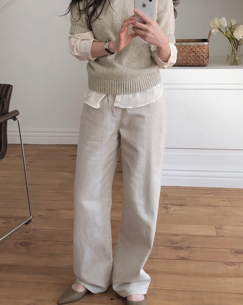 [SLOWAND] # SLOWMADE Pigment Oxford Denim Pants