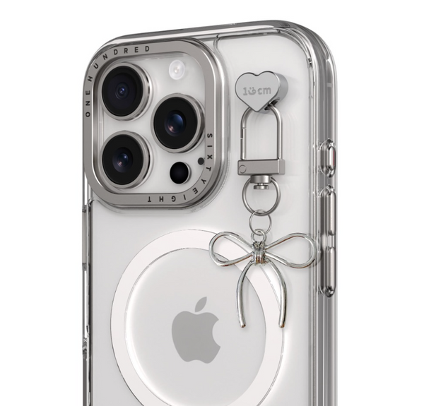 [168cm] Keychain Heart Charm (Silver Ribbon)