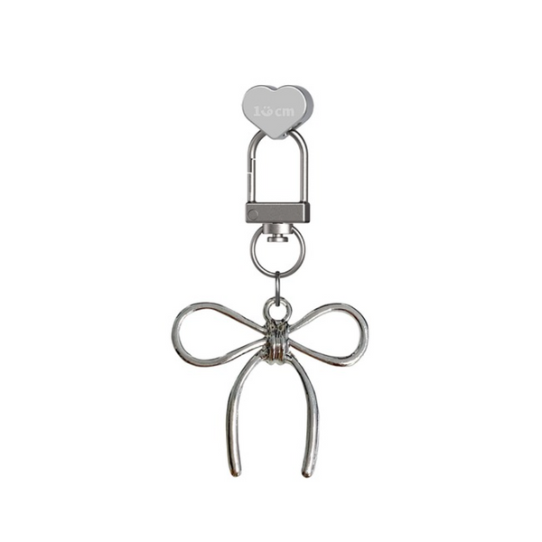[168cm] Keychain Heart Charm (Silver Ribbon)