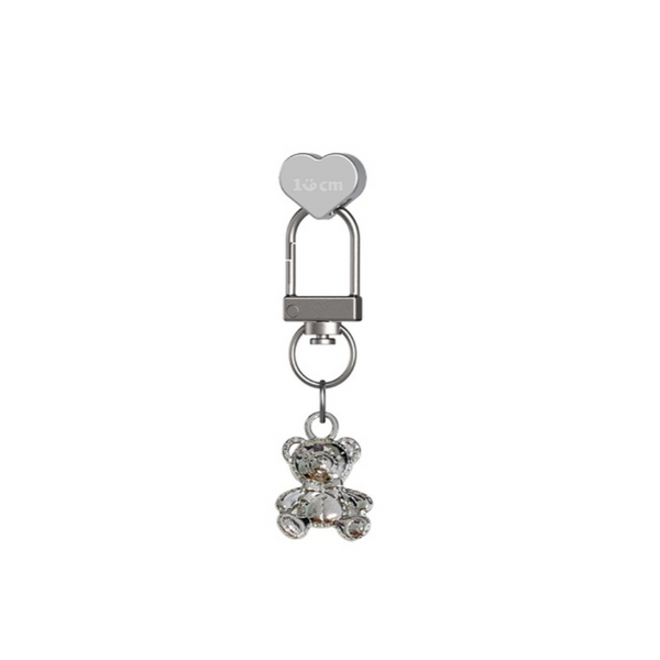 [168cm] Keychain Heart Charm (Silver Bear)