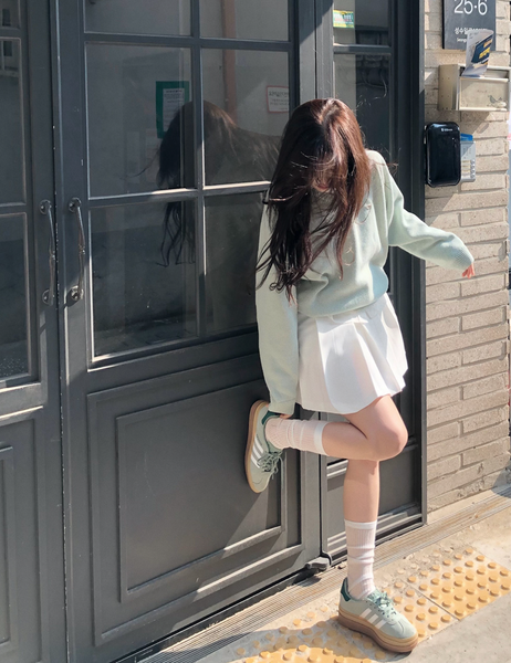 [SLOWAND] # SLOWMADE Cotton Garment Symbol V-neck Knitwear