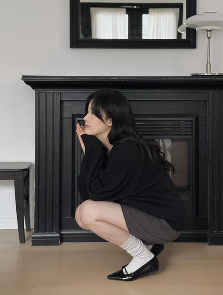 [SLOWAND] # SLOWMADE Cotton Garment Symbol V-neck Knitwear