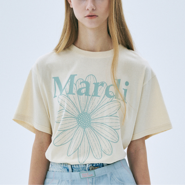 [MARDI MERCREDI] TSHIRT FLOWERMARDI BUTTER MOSSGREEN