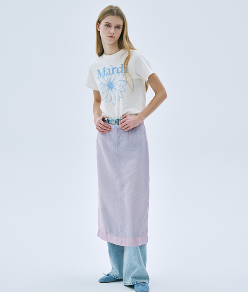 [MARDI MERCREDI] SLIM TSHIRT FLOWERMARDI CREAM ASHBLUE