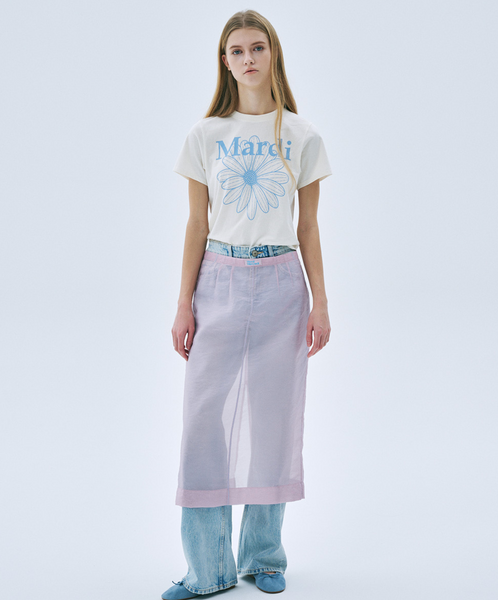 [MARDI MERCREDI] SLIM TSHIRT FLOWERMARDI CREAM ASHBLUE