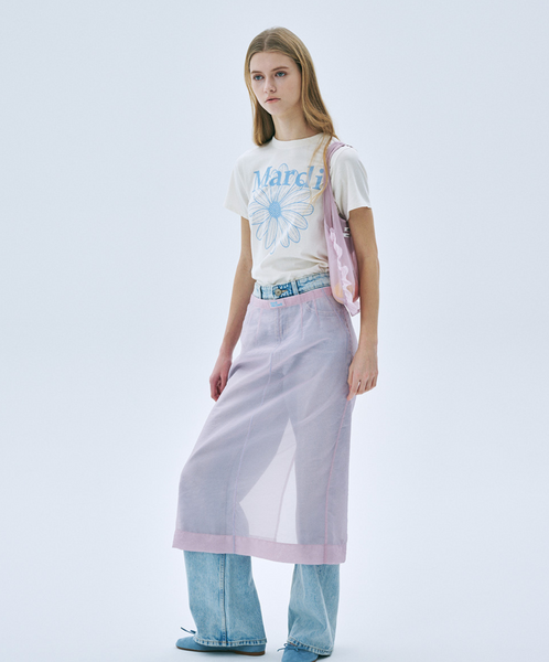 [MARDI MERCREDI] SLIM TSHIRT FLOWERMARDI CREAM ASHBLUE