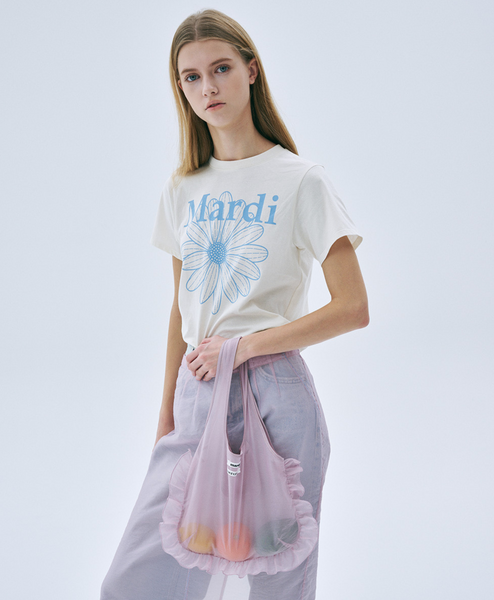 [MARDI MERCREDI] SLIM TSHIRT FLOWERMARDI CREAM ASHBLUE