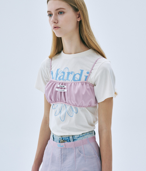 [MARDI MERCREDI] SLIM TSHIRT FLOWERMARDI CREAM ASHBLUE