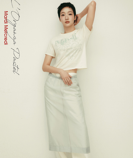 [MARDI MERCREDI] TSHIRT TRIPLE FLOWER CREAM MOSSGREEN