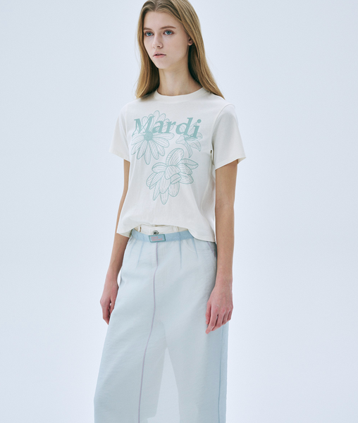 [MARDI MERCREDI] TSHIRT TRIPLE FLOWER CREAM MOSSGREEN