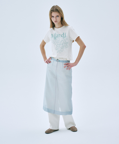 [MARDI MERCREDI] TSHIRT TRIPLE FLOWER CREAM MOSSGREEN