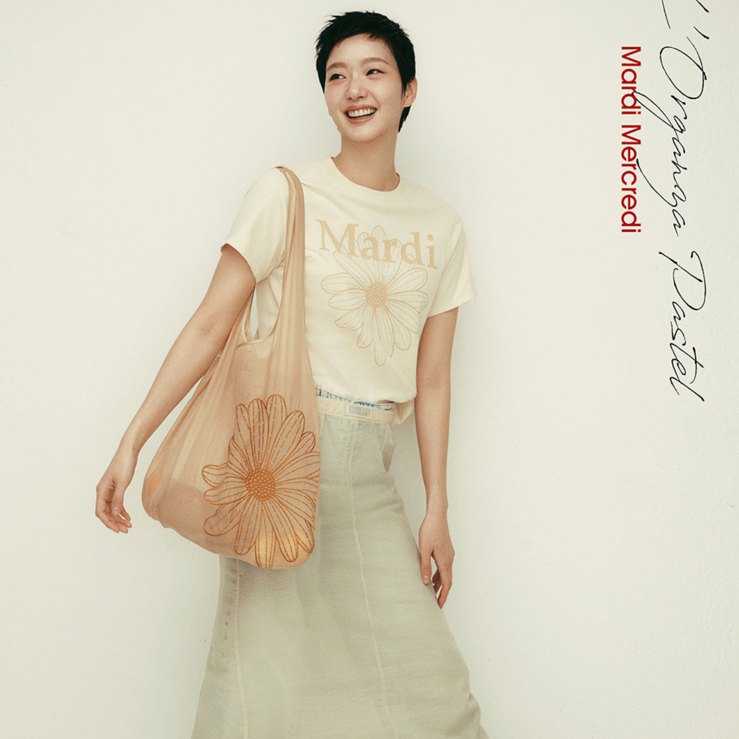 [MARDI MERCREDI] SHEER BAG FLOWER BEIGE