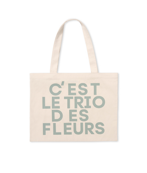 [MARDI MERCREDI] CANVAS BAG TRIPLE FLOWER CREAM GREEN