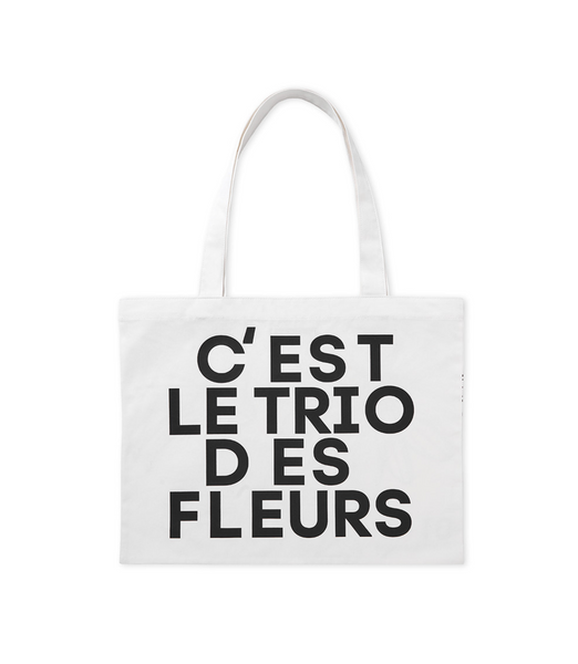 [MARDI MERCREDI] CANVAS BAG TRIPLE FLOWER WHITE BLACK