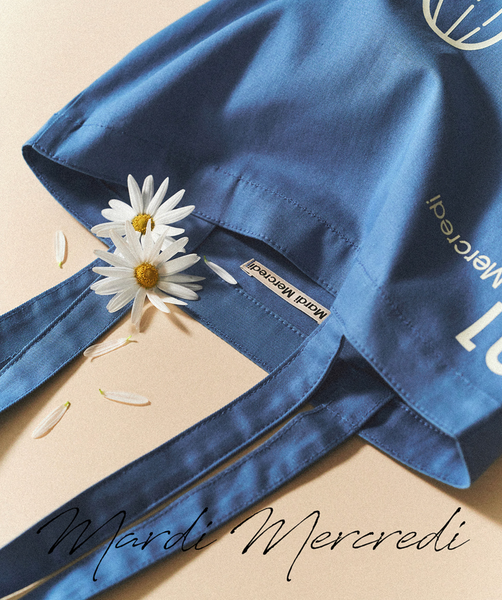[MARDI MERCREDI] CANVAS BAG FLOWER BLUE WHITE
