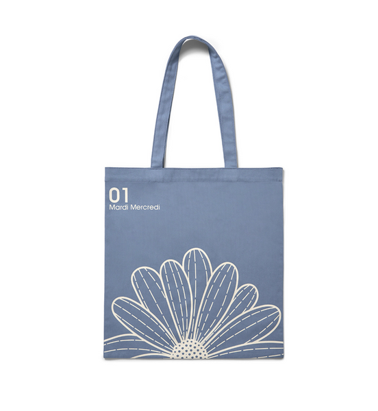 [MARDI MERCREDI] CANVAS BAG FLOWER BLUE WHITE