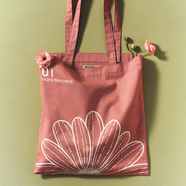 [MARDI MERCREDI] CANVAS BAG FLOWER PINK WHITE