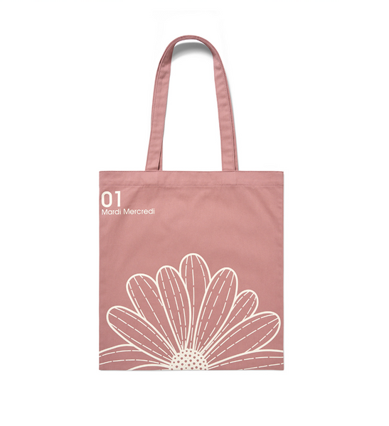 [MARDI MERCREDI] CANVAS BAG FLOWER PINK WHITE