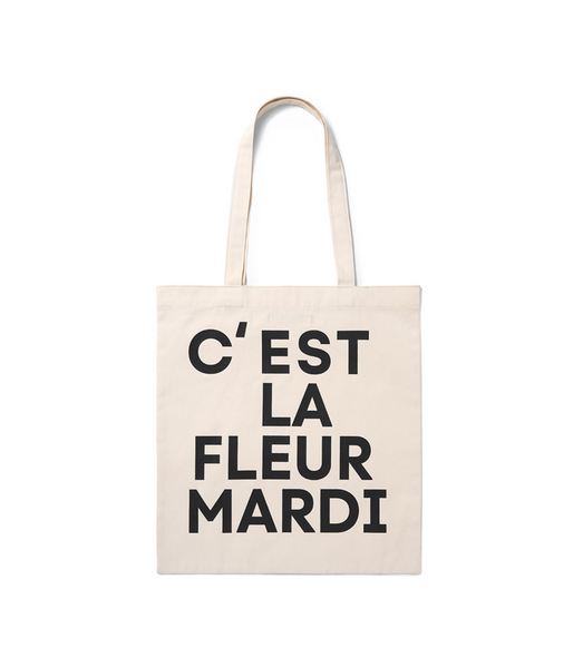 [MARDI MERCREDI] CANVAS BAG FLOWER CREAM BLACK