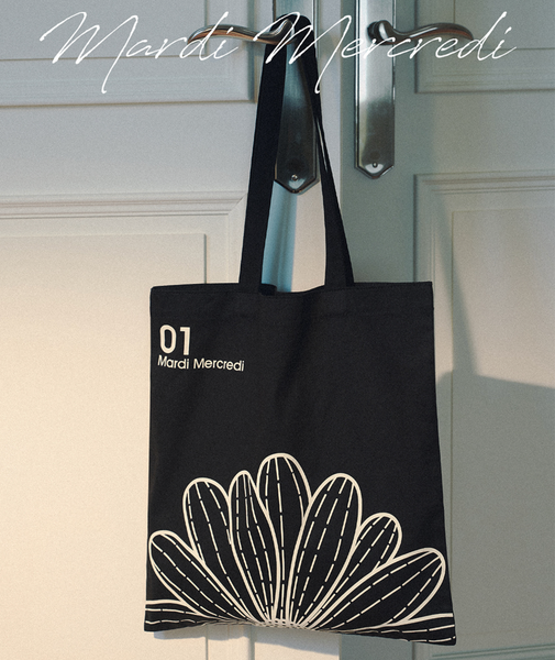 [MARDI MERCREDI] CANVAS BAG FLOWER BLACK WHITE