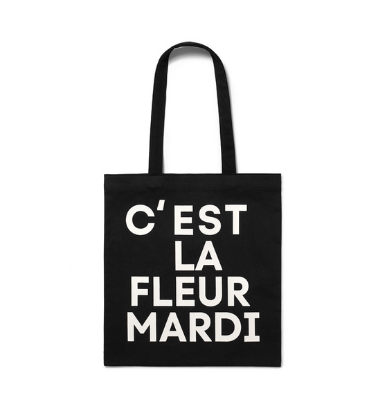 [MARDI MERCREDI] CANVAS BAG FLOWER BLACK WHITE