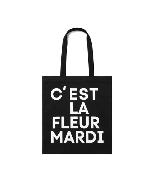 [MARDI MERCREDI] CANVAS BAG FLOWER DOTS BLACK WHITE