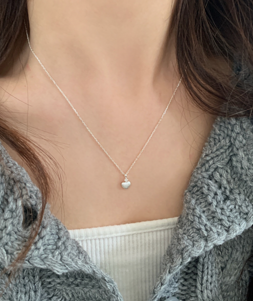 [SOYE PI-NE] Matt Cubic Heart Silver Necklace