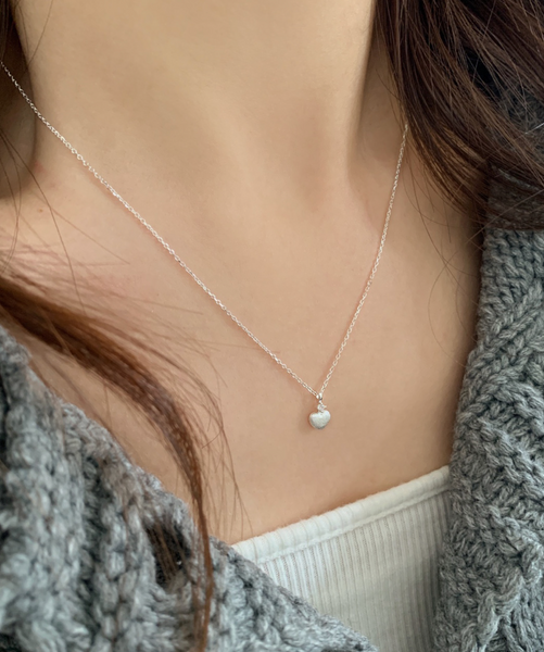 [SOYE PI-NE] Matt Cubic Heart Silver Necklace