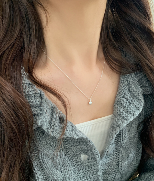[SOYE PI-NE] Matt Cubic Heart Silver Necklace