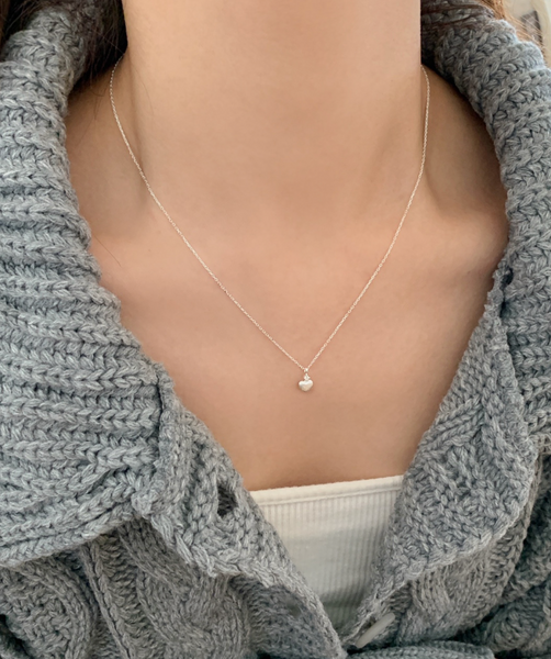 [SOYE PI-NE] Matt Cubic Heart Silver Necklace