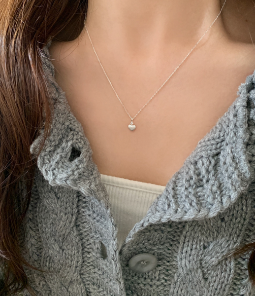 [SOYE PI-NE] Matt Cubic Heart Silver Necklace