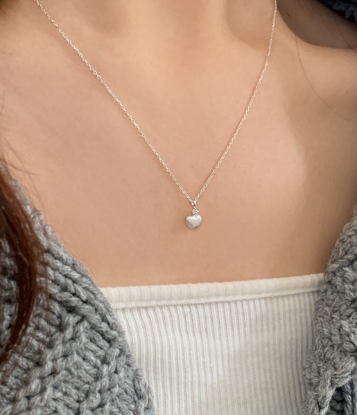 [SOYE PI-NE] Matt Cubic Heart Silver Necklace